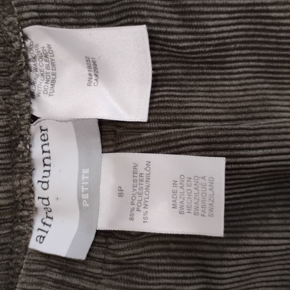 Alfred Dunner | Vintage Slate Green Wide Leg Corduroy Pants | 8P - Picture 4 of 4